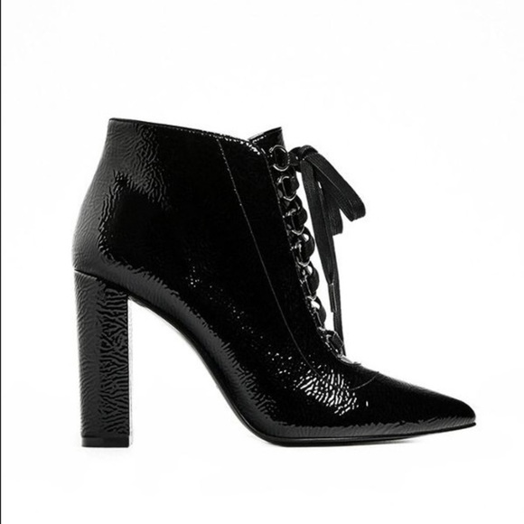Zara Lace Up Patent Booties - Size 5 - Picture 2 of 10